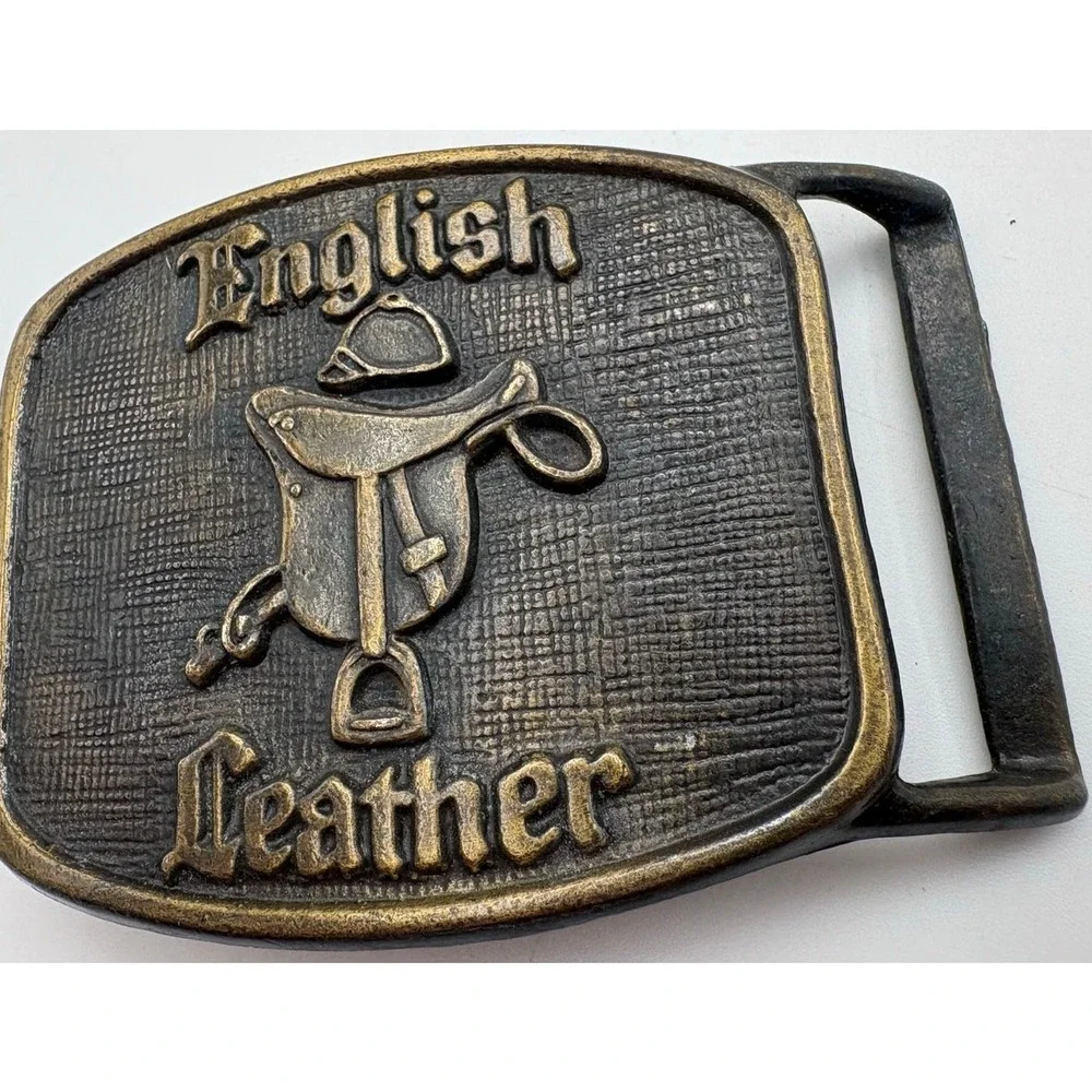 English Leather Belt Buckle With English Saddle Vintage‎ Original
